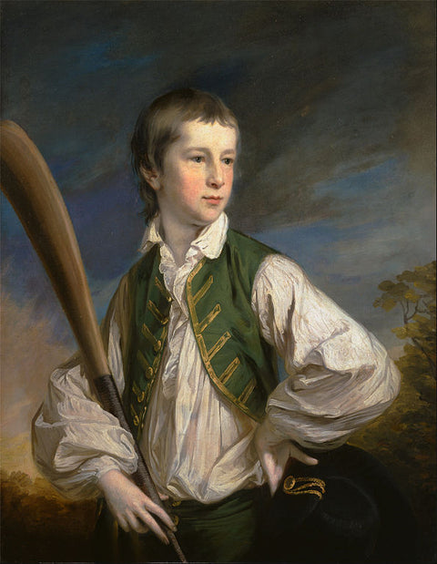 Charles Collyer como un niño, con un palo de Cricket