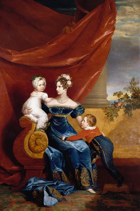 Charlotte-Emperatriz de Rusia con sus hijos mayores Alexander y María