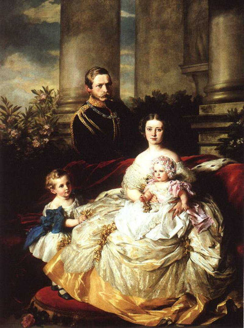 El emperador Federico III de Alemania, rey de Prusia con su esposa, la Emperatriz Victoria, y sus hijos, el príncipe Guillermo y la princesa Charlotte