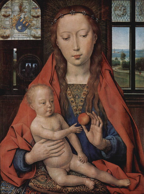Madonna y el niño, del Diptych de Maerten Van Nieuwenhove