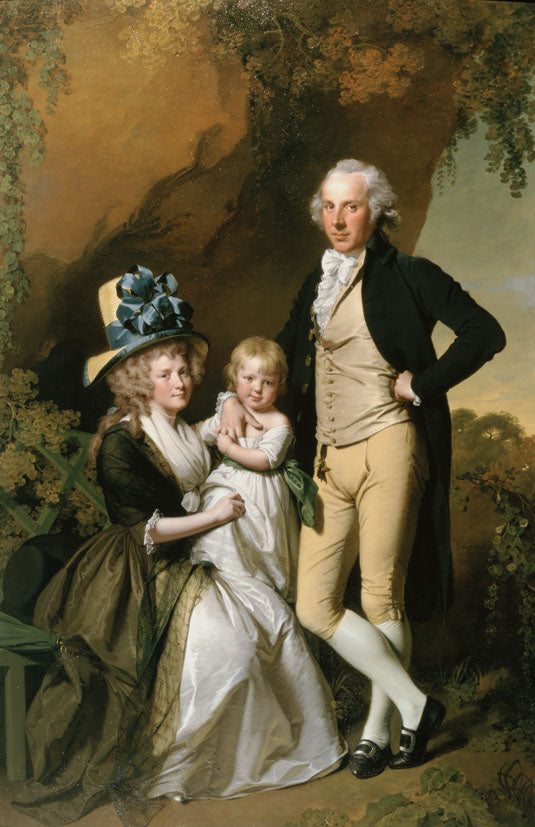 Retrato de Richard Arkwright Junior con su esposa Mary y su hija Anne