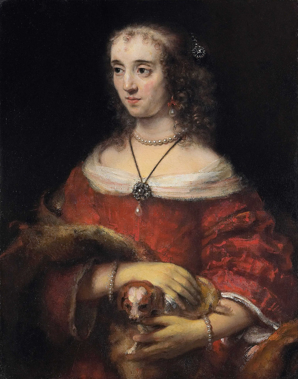 Retrato de una mujer con un Lapdog