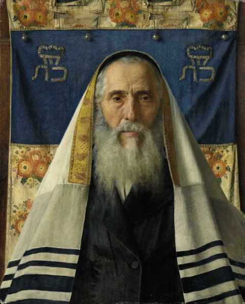 Rabino con mantón de oración