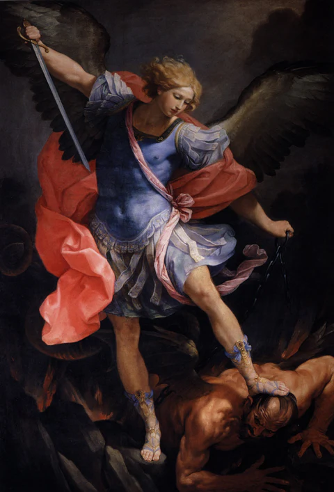 El Arcángel Miguel derrotando a Satanás