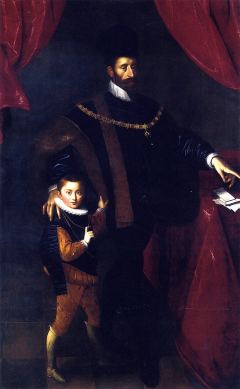 Guillermo V, duque de Baviera, con su hijo Albrecht V