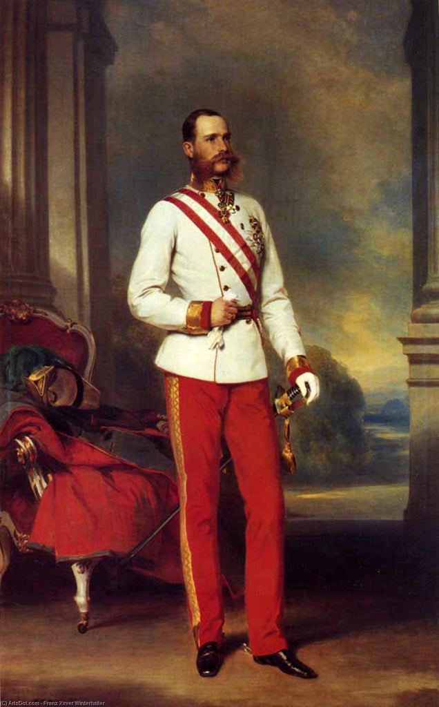 Franz Joseph Ier, empereur d'Autriche portant l'uniforme vestimentaire d'un feld-maréchal autrichien avec la grande étoile de l'ordre militaire de Marie-Thérèse