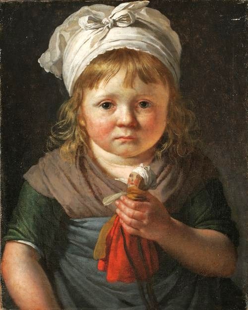 Petite fille paysanne avec une poupée