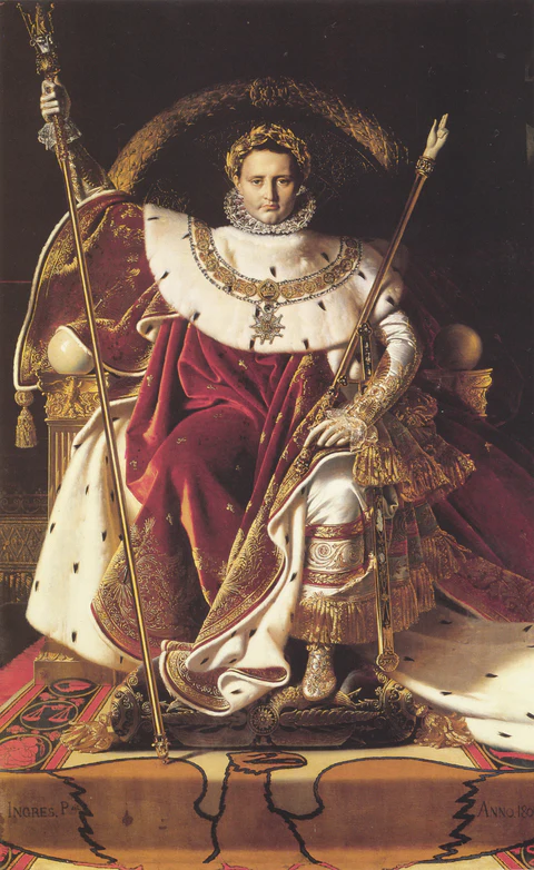Portrait de Napoléon sur le trône impérial