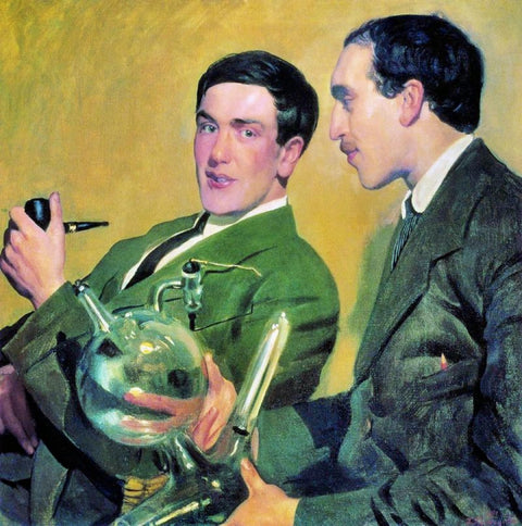 Portrait de Peter Kapitza et Nikolai Semionov Boris Koustodiev