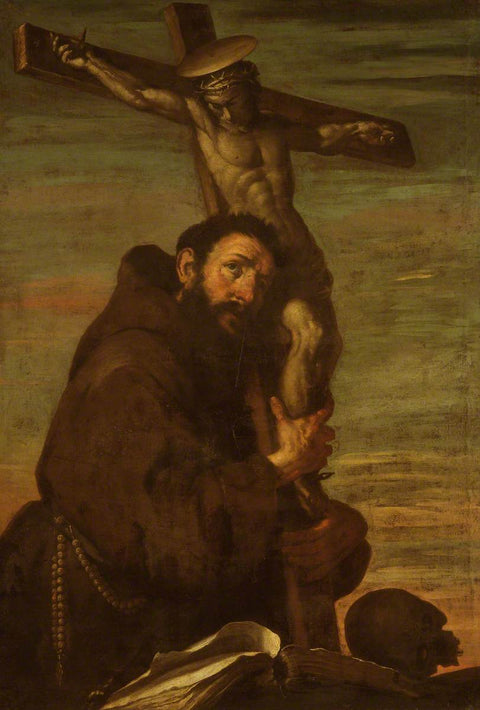 Saint François d'assise embrassant un crucifix