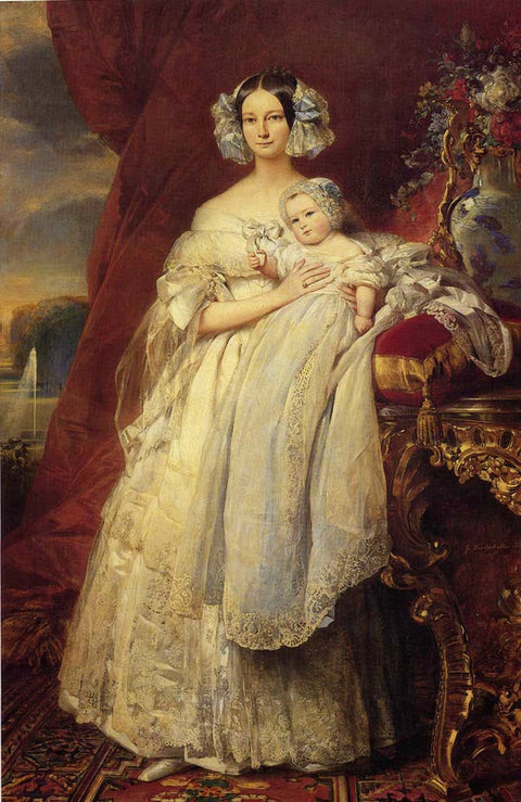 Helene-Louise de Mecklembourg-Schwerin, Duchess of Orleans with his son Count of Paris