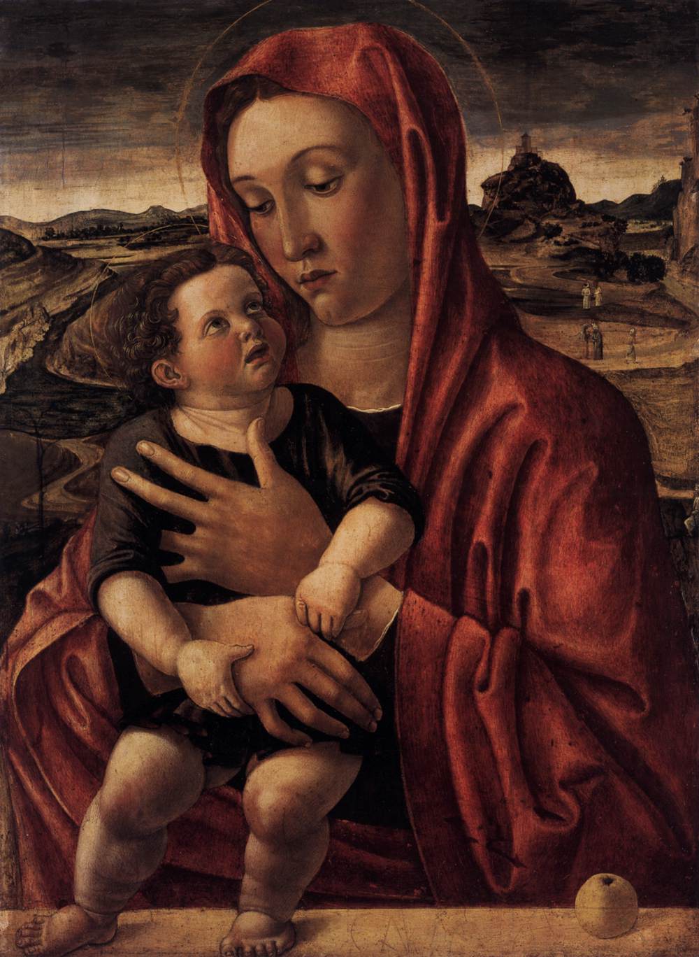 Madonna, with Child Standing on a Parapet