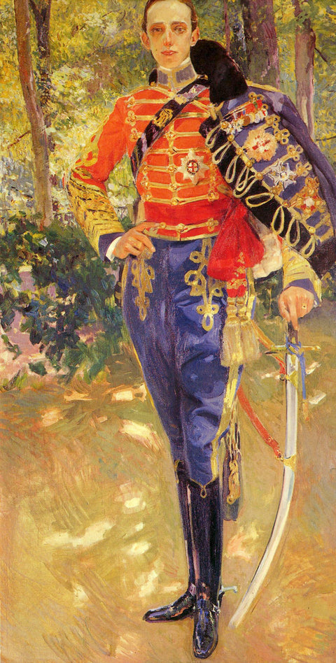 Portrait of King Alfonso XIII in the uniform of the hussars