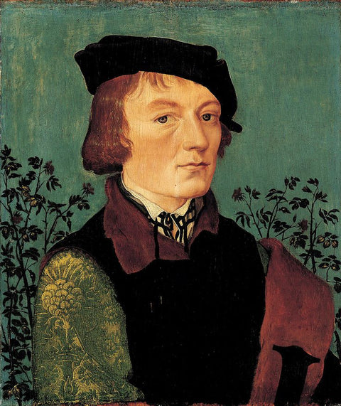 Portrait of a Man in front of a Rose Hedge
