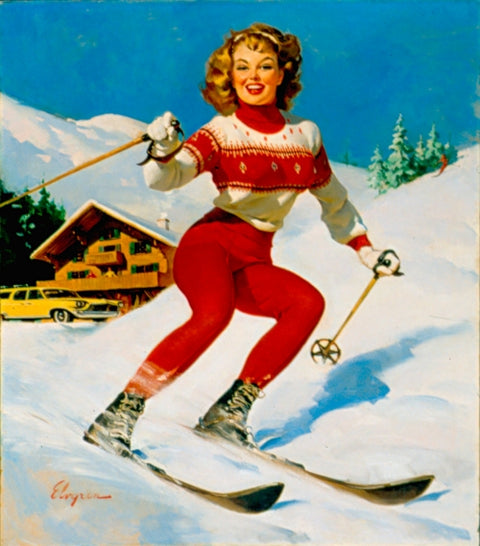Skiing down