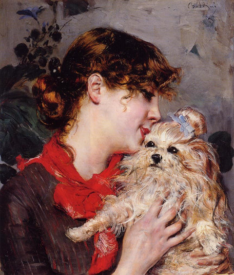 The actress Rejane and her dog
