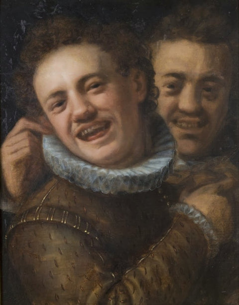 Two laughing men (double self-portrait)