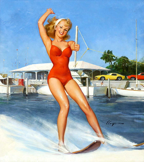 Water skiing in red